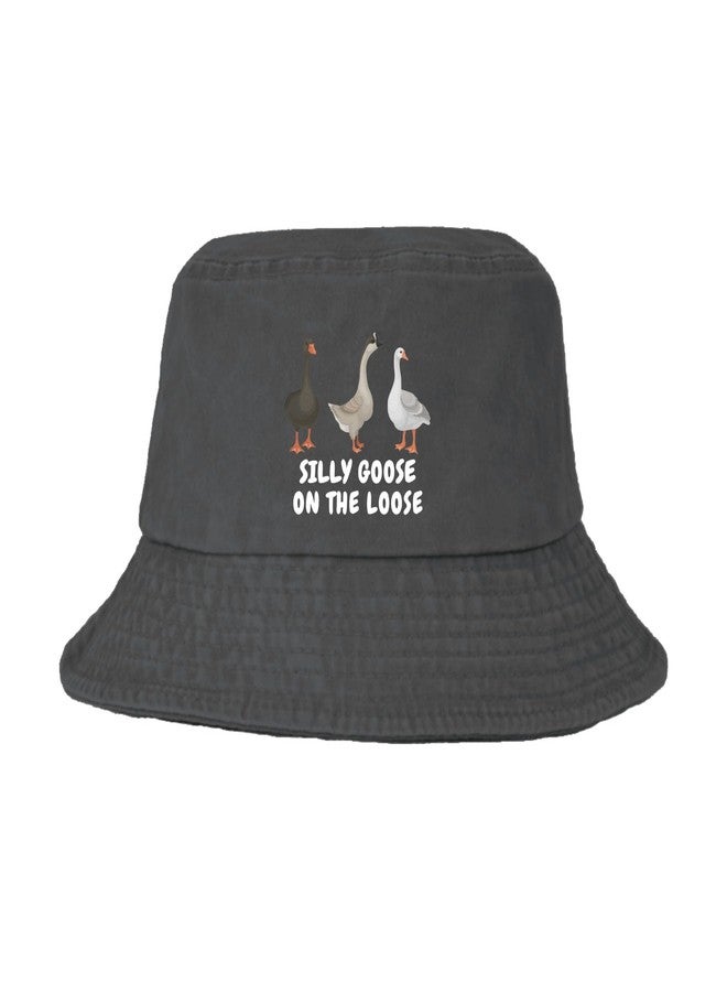 Sefgaen Funny Goose Bucket Hat - Silly Goose On The Loose - Packable Sun Hat - Cute Washable Black - Image 1